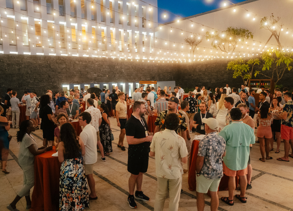 DCers connecting at an evening event